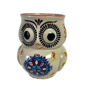 Yokohama Studio Owl Coffee Mug Embossed 3D Design Hand Painted Dots